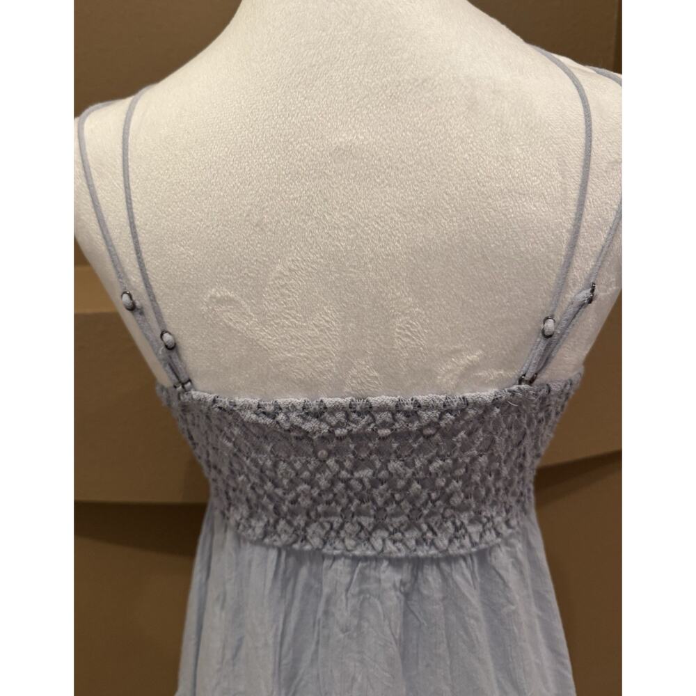 Free People Adella Slip Dress Blue Lace Mini Dress Boho Ruffle Hem Size S - Picture 5 of 8
